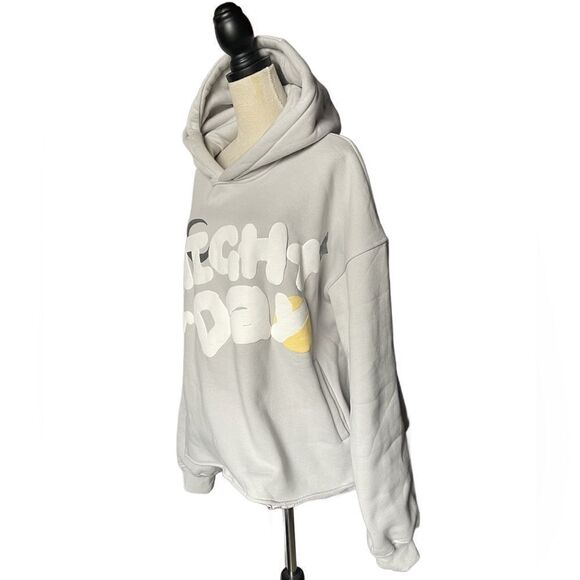 Night or Day Light Grey Pullover Chunky Fleece Lined Hoodie (Size: XL) - Picture 15 of 16